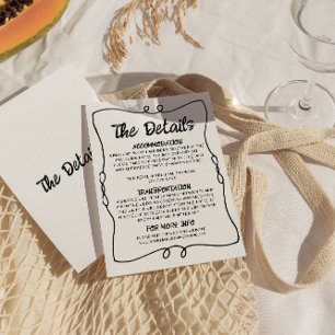 Retro Hand Written Frame Modern Wedding Details    Enclosure Card