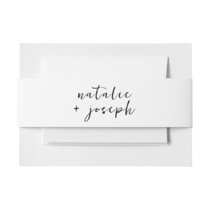 Retro Hand Written Modern Bold Calligraphy Wedding Invitation Belly Band
