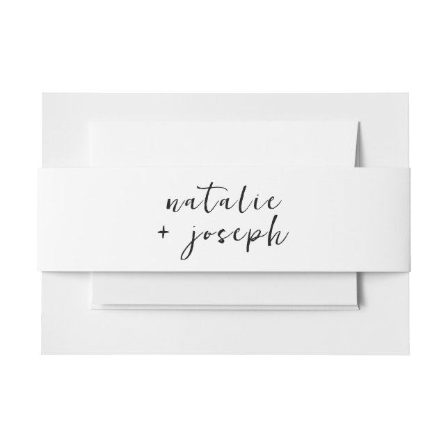 Retro Hand Written Modern Bold Calligraphy Wedding Invitation Belly Band (Front Example)