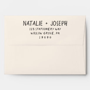 Retro Hand Written Retro Trendy Modern Wedding Envelope
