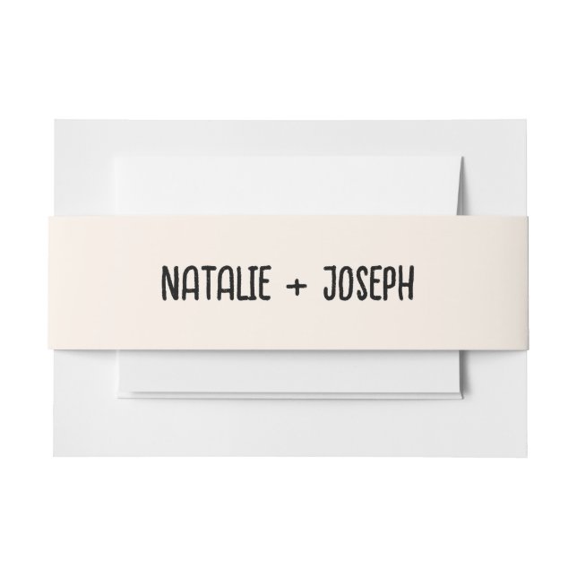 Retro Hand Written Unique Trendy Boho Wedding Invitation Belly Band (Front Example)