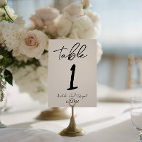 Retro Hand Written Whimsical Wedding Table Number