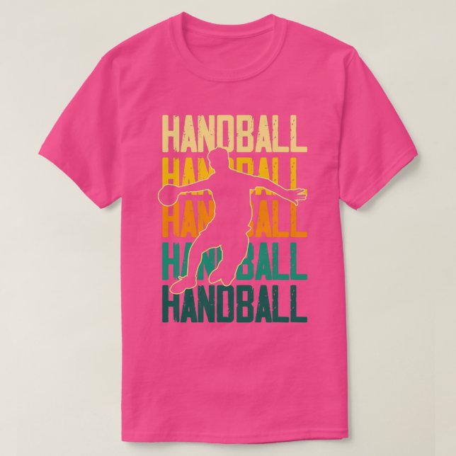 Retro Handball Player Handballer Ball Sports Team  T-Shirt (Design Front)