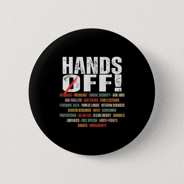 Retro Hands Off Protest Public Lands Medicare Patr 6 Cm Round Badge (Front)