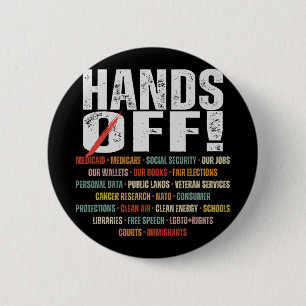 Retro Hands Off Protest Public Lands Medicare Patr 6 Cm Round Badge