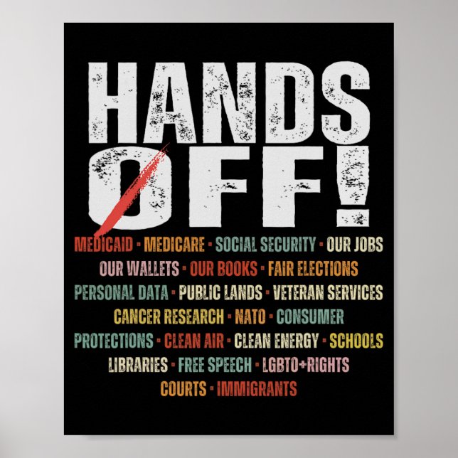 Retro Hands Off Protest Public Lands Medicare Patr Poster (Front)