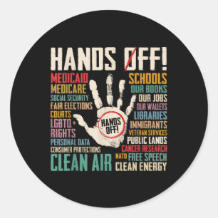 Retro Hands Off Protest Social Security And Medica Classic Round Sticker