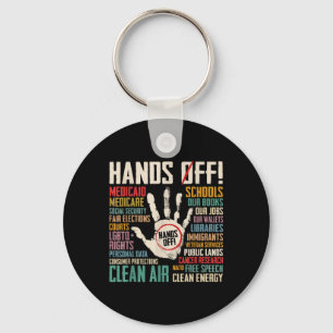 Retro Hands Off Protest Social Security And Medica Key Ring