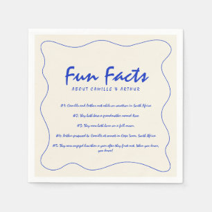 Retro Handwritten Fun Facts Blue Wedding Napkin