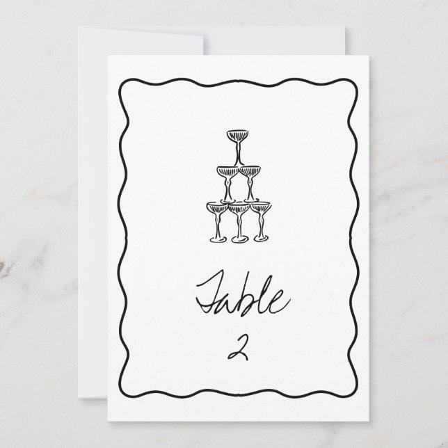 Retro Handwritten Wedding Table Number (Front)