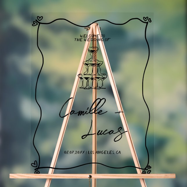 Retro Handwritten Whimisical Wedding Acrylic Sign (Neutral)