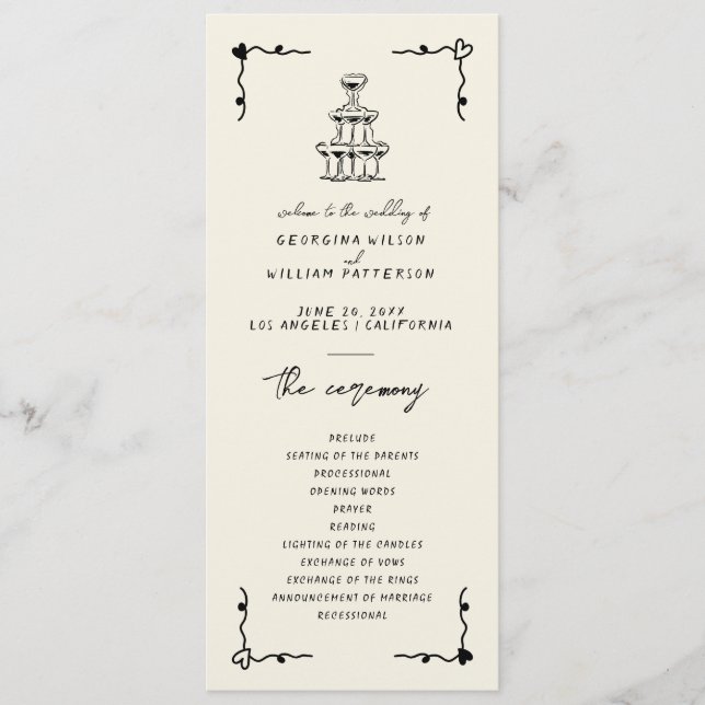 Retro Handwritten Whimsical Flat Program Programme (Front)