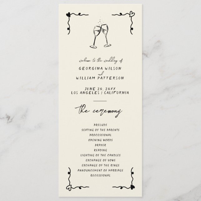 Retro Handwritten Whimsical Flat Program Programme (Front)