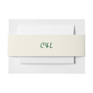 Retro Handwritten Whimsical Green  Invitation Belly Band
