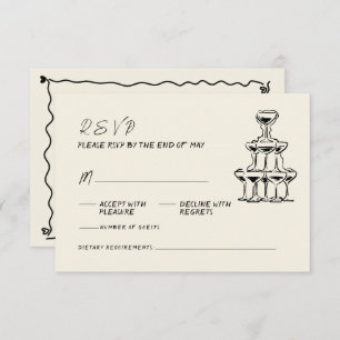 Retro Handwritten Whimsical Hand Written Wedding  RSVP Card