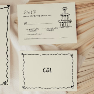 Retro Handwritten Whimsical Hand Written Wedding  RSVP Card
