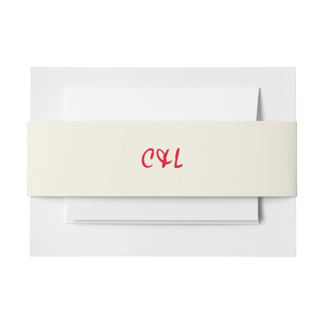 Retro Handwritten Whimsical Red Invitation Belly Band (Front Example)