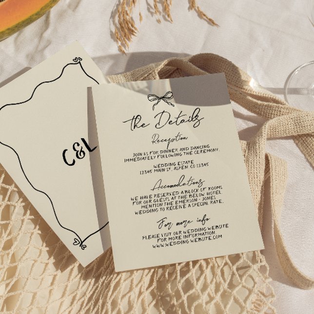 Retro Handwritten Whimsical Wedding Detail  Enclosure Card (Creator Uploaded)