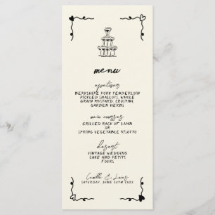Retro Handwritten Whimsical Wedding Menu