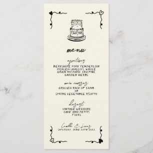 Retro Handwritten Whimsical Wedding Menu