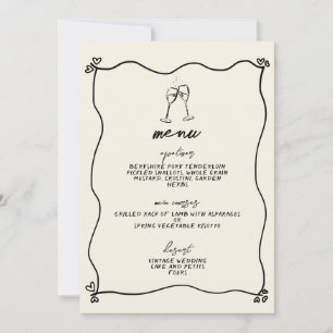 Retro Handwritten Whimsical Wedding Menu Invitation