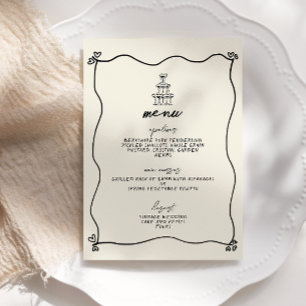 Retro Handwritten Whimsical Wedding Menu Invitation