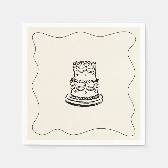 Retro Handwritten Whimsical Wedding Napkin (Front)