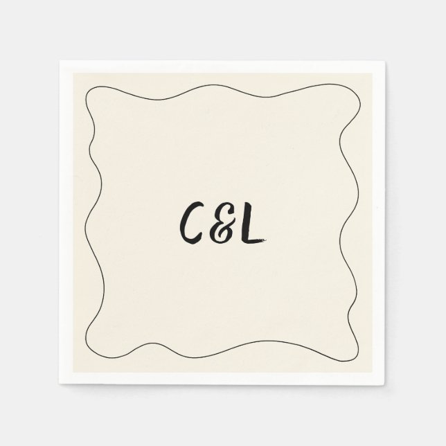 Retro Handwritten Whimsical Wedding Napkin (Front)