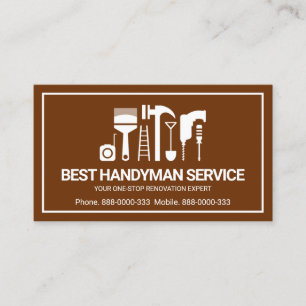 Retro Handyman Tools Motif, Odd Jobs Man Business Card