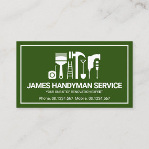 Retro Handyman Tools Motif, Odd Jobs Worker Business Card