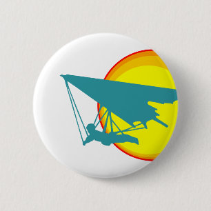 retro hang glider 6 cm round badge