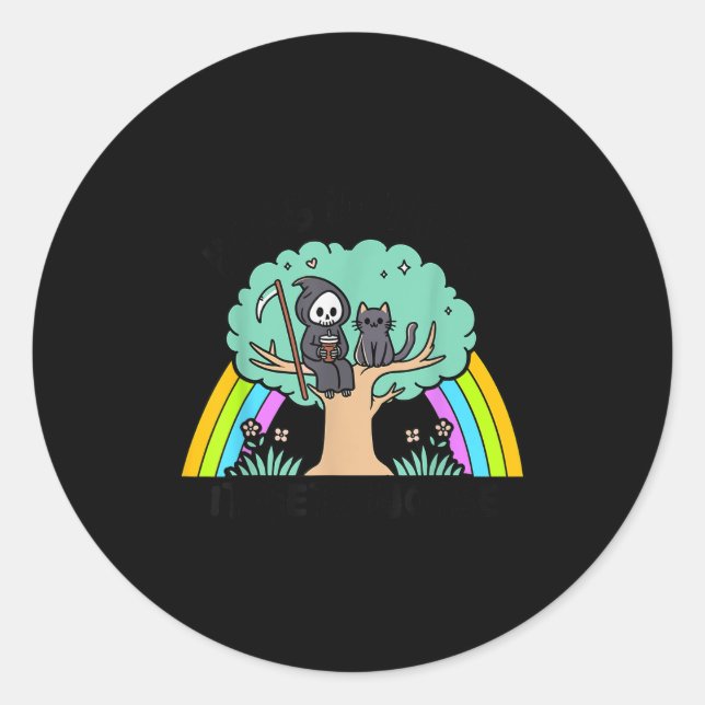 Retro Hang In There It Gets Worse Rainbow Ghost Ha Classic Round Sticker (Front)