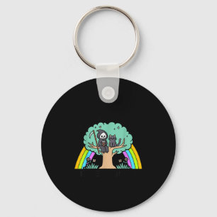 Retro Hang In There It Gets Worse Rainbow Ghost Ha Key Ring