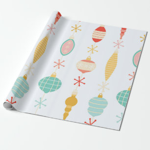 Retro Hanging Christmas Ornaments Wrapping Paper