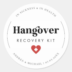 Retro Hangover Recovery Kit Wedding Party Favour Classic Round Sticker