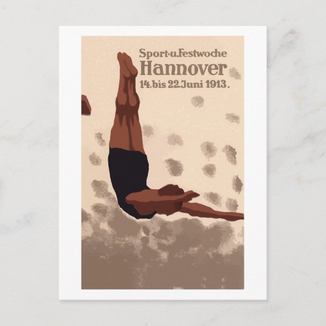 Retro Hannover Germany Sports Diving ad Postcard (Front)