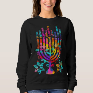 Retro Hanukkah Menorah Lights Family Peace Love  2 Sweatshirt