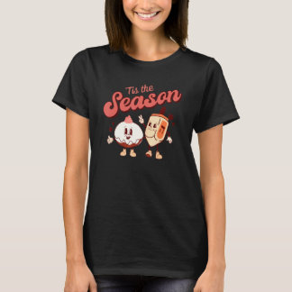 Retro Hanukkah Tis The Season Dreidel Menorah Jewi T-Shirt