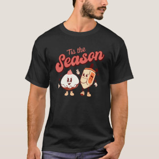 Retro Hanukkah Tis The Season Dreidel Menorah Jewi T-Shirt