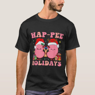 Retro Hap Pee Holidays Christmas Dialysis Nurse Ki T-Shirt