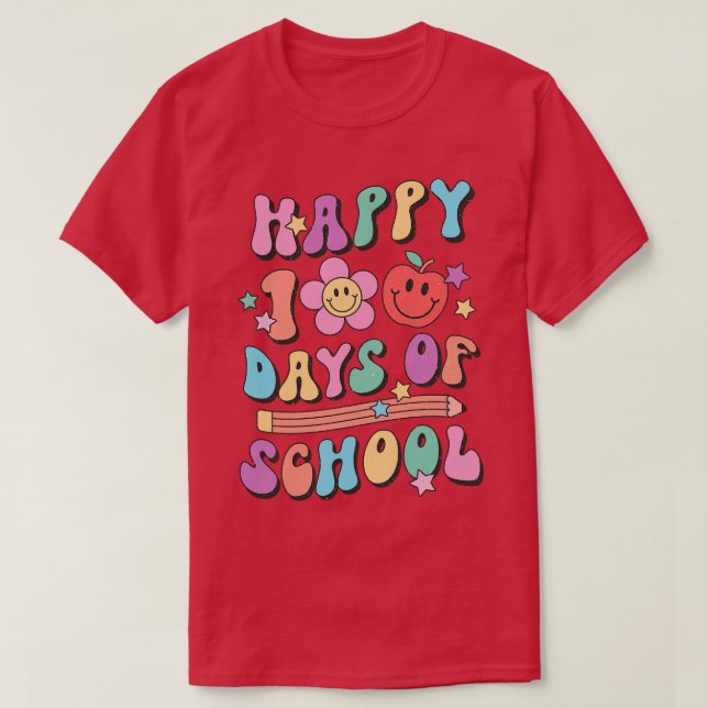 Retro Happy 100 days of School Gift T-Shirt (Design Front)