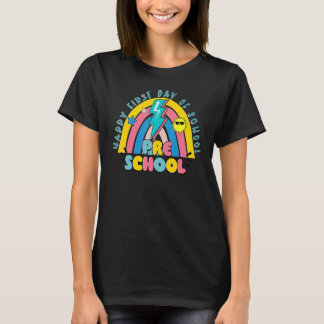 Retro Happy 1st Day Of School Preschool Teacher Li T-Shirt