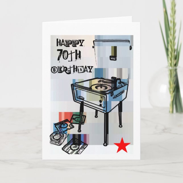 Retro Happy 70th Birthday Card (Front)