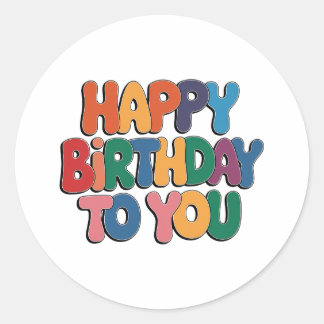 Retro Happy Birthday Classic Round Sticker