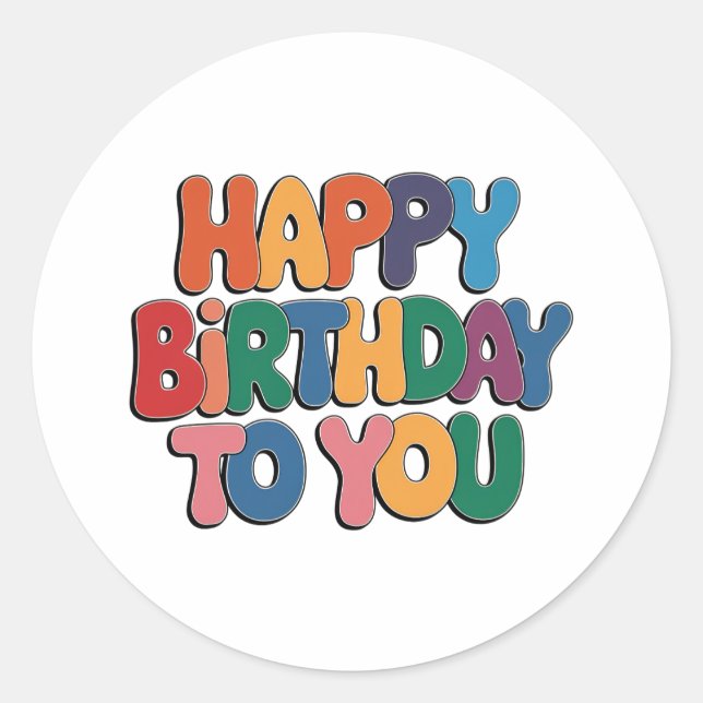 Retro Happy Birthday Classic Round Sticker (Front)