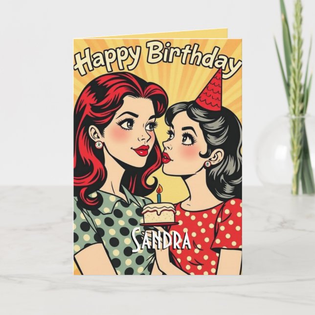 Retro Happy Birthday Daughter Card (Front)