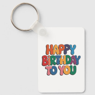 Retro Happy Birthday Key Ring