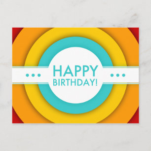 retro happy birthday postcard