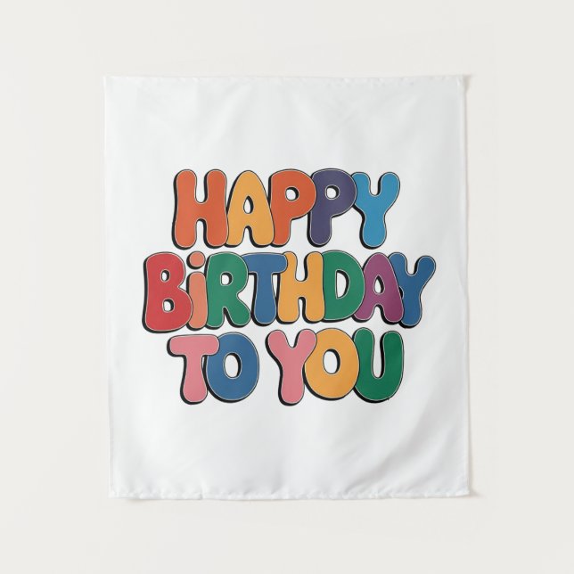 Retro Happy Birthday Tapestry (Front)