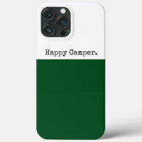Retro HAPPY CAMPER Deep Green White Colour Block 